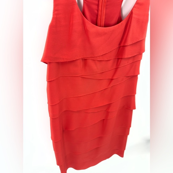 Shoshanna April Tiered Silk Dress Womens Size 4 Red Ruffle Mini Sleeveless Party - Picture 2 of 9